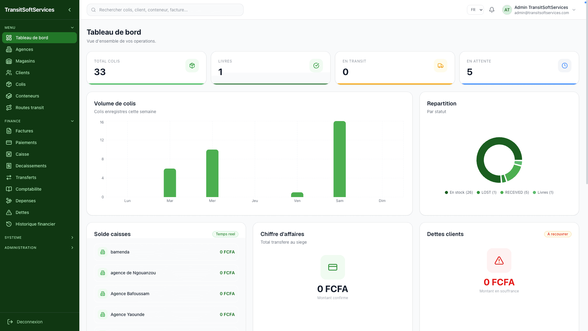 Application mobile Transit Soft Services : ecran de suivi de colis